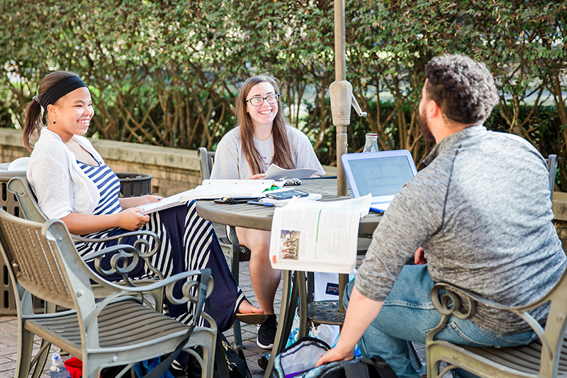 students at table