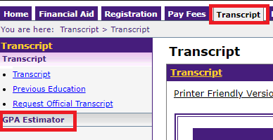transcript tab