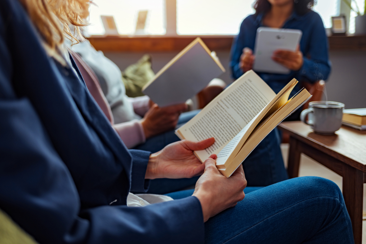 People reading books