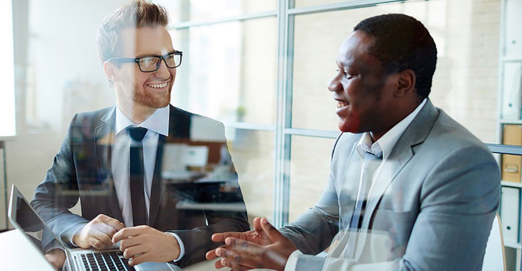 Two men talking